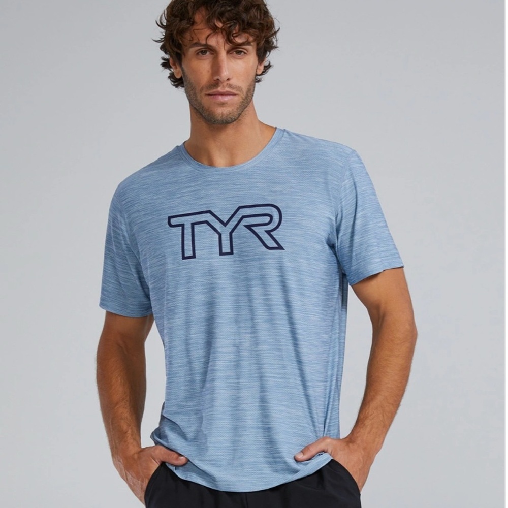 TYR Blue Short Sleeve Tee Classic Crew Neck